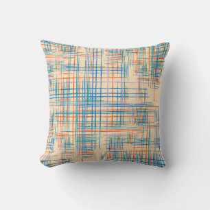 Abstract stripes, colourful ethnic grass mat. throw pillow