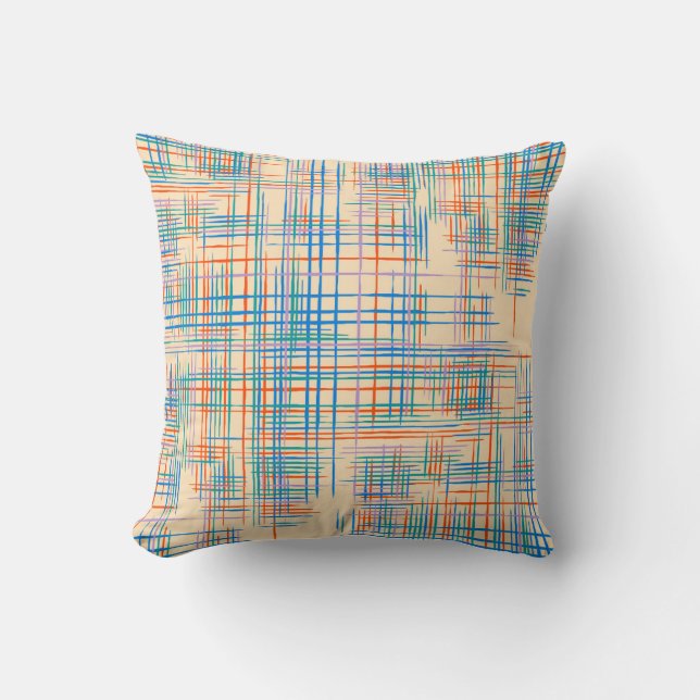Abstract stripes, colourful ethnic grass mat. throw pillow (Front)
