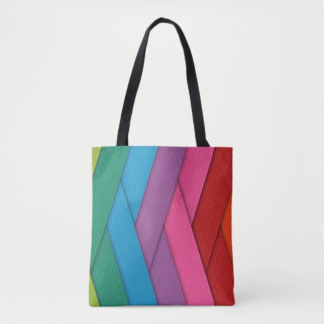 Abstract stripes, colourful, tote bag (Front)