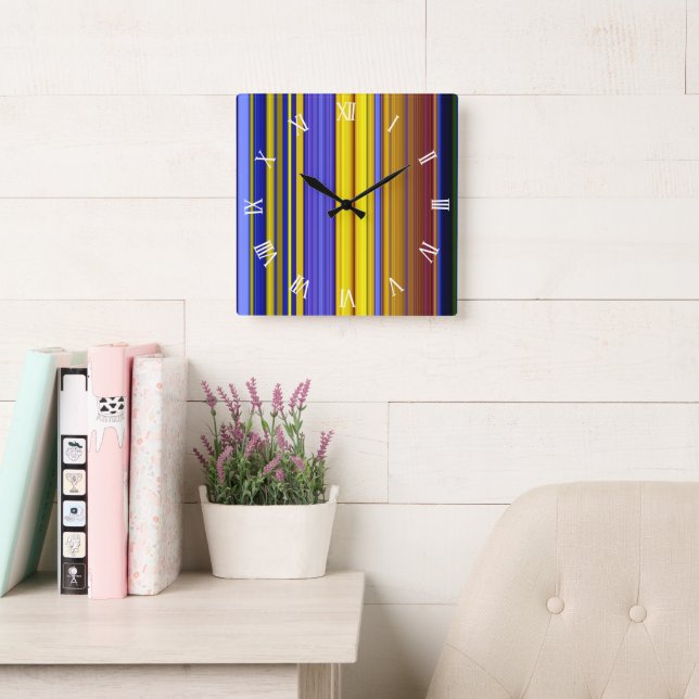 Abstract Stripes Design 1 Square Wall Clock (Reading Room)