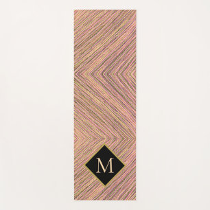 Abstract Stripes Gold Glitter Monogram Yoga Mat