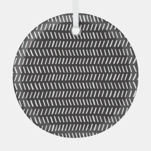 Abstract Stripes Horizontal Vintage Background Glass Ornament