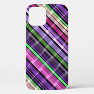Abstract Stripes Pattern (Purple, Pink, Green) iPhone 12 Pro Case