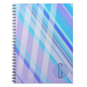 Abstract Stripes/Purples Blues/monogram Notebook