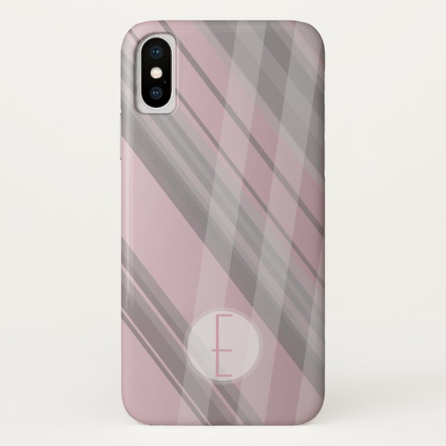 Abstract Stripes/Smoky Pink &Grey/Monogram Case-Mate iPhone Case (Back)