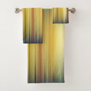 Abstract Stripes Spectrum Background Blue Gold  Bath Towel Set