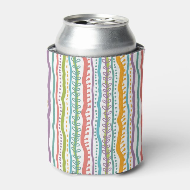 Abstract Stripes Vertical Pattern Can Cooler (Can Front)