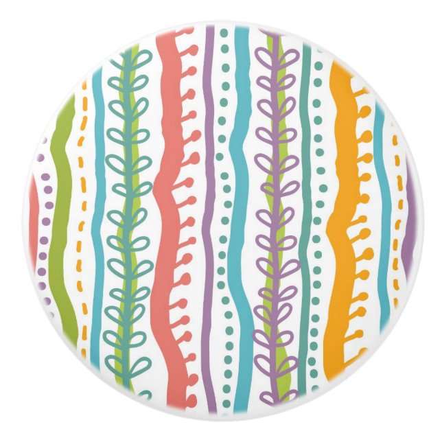 Abstract Stripes Vertical Pattern Ceramic Knob (Front)