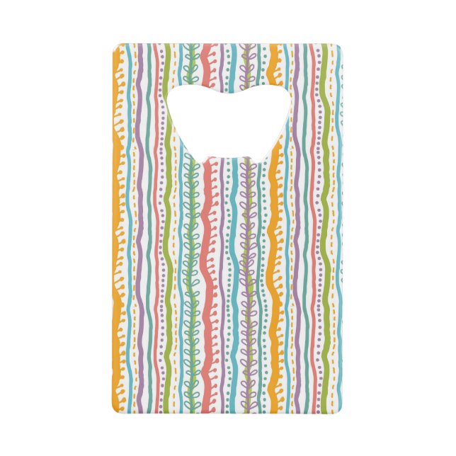 Abstract Stripes Vertical Pattern Credit Card Bottle Opener (Front)