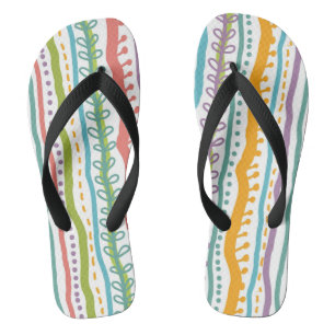 Abstract Stripes Vertical Pattern Flip Flops