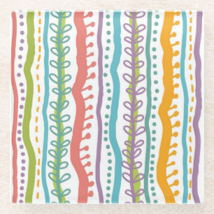 Abstract Stripes Vertical Pattern Glass Coaster