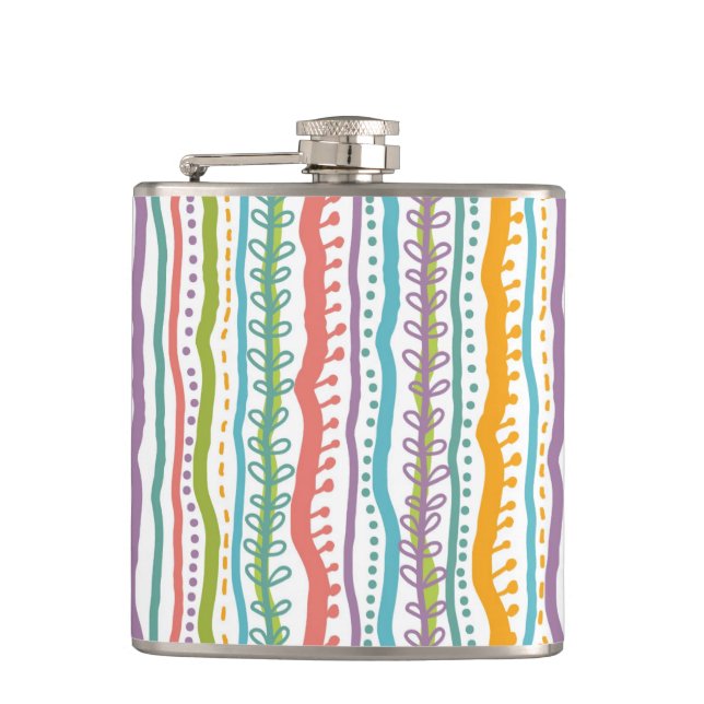 Abstract Stripes Vertical Pattern Hip Flask (Front)