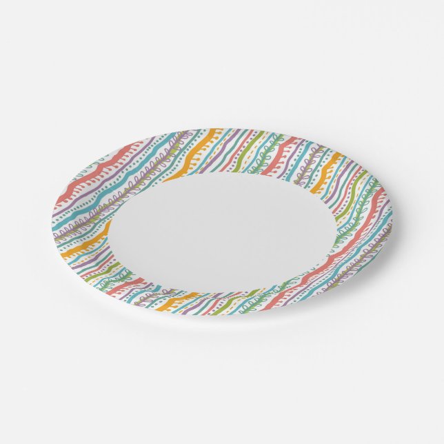 Abstract Stripes Vertical Pattern Paper Plate (Angled)
