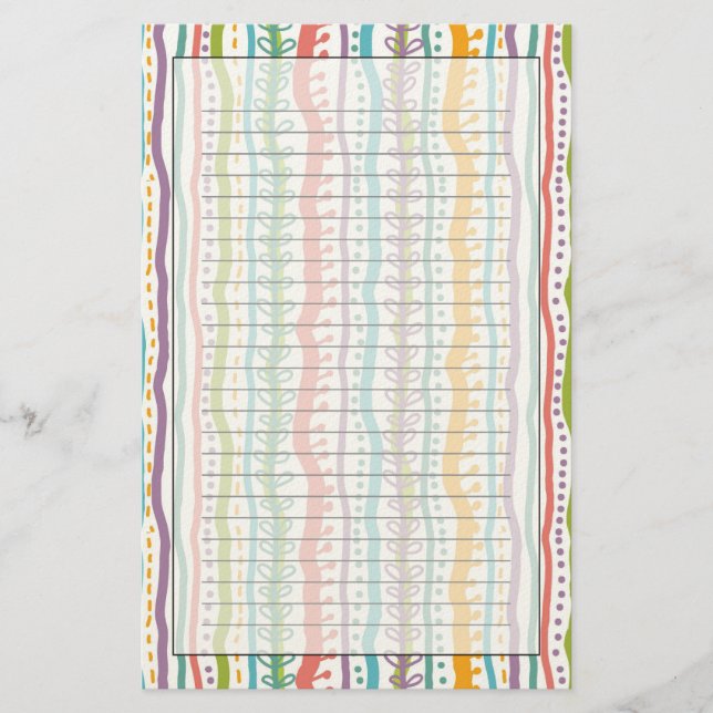 Abstract Stripes Vertical Pattern Stationery (Front)