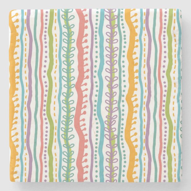 Abstract Stripes Vertical Pattern Stone Coaster (Front)