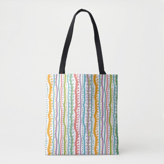 Abstract Stripes Vertical Pattern Tote Bag (Front)