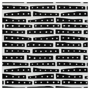 Abstract Strips 101119 Pattern - Black on White Fabric
