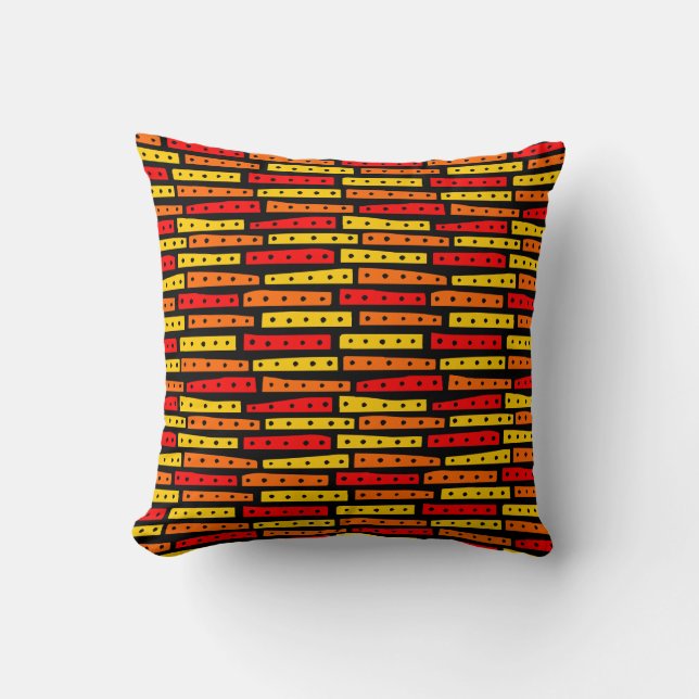 Abstract Strips - Colours 03 on Black Throw Pillow (Front)