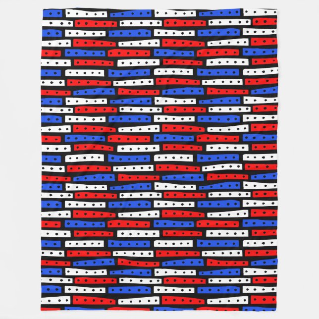 Abstract Strips Pattern - Colours 01 on Black Fleece Blanket (Front)