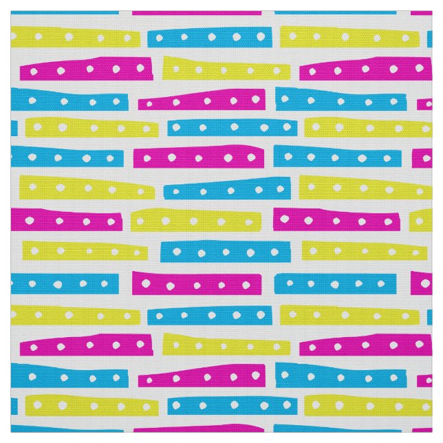 Abstract Strips Pattern - Colours 02 on White Fabric (Swatch)