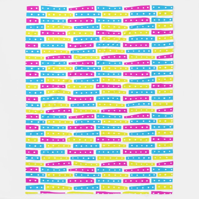 Abstract Strips Pattern - Colours 02 on White Fleece Blanket (Front)