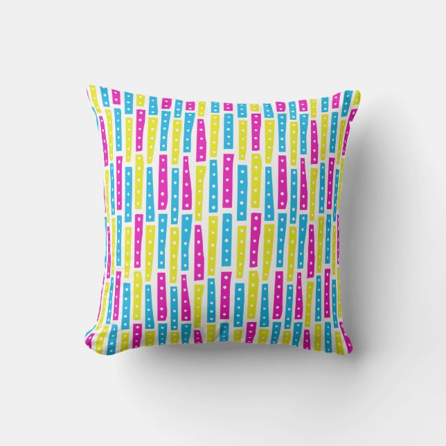 Abstract Strips Vertical - Colours 02 on White Throw Pillow (Front)