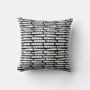 Abstract Strips - White on Black Throw Pillow