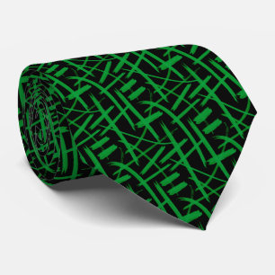 Abstract Strokes 020524 - Grass Green and Black Tie