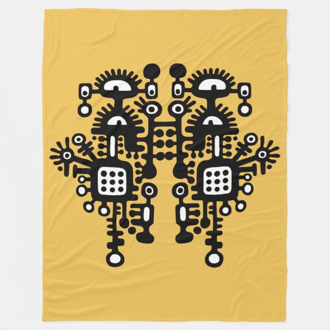 Abstract Structure - B&W with Amber Fleece Blanket (Front)