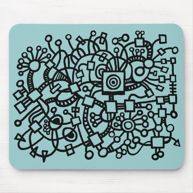 Abstract Structure - Black on Lt Blue Green Mouse Pad (Front)