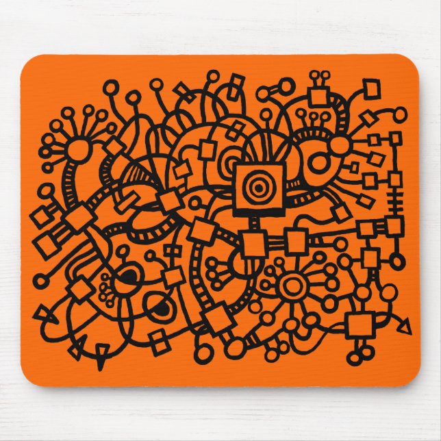 Abstract Structure - Black on Orange Mouse Pad (Front)