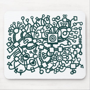 Abstract Structure - Dark Green on White Mouse Pad