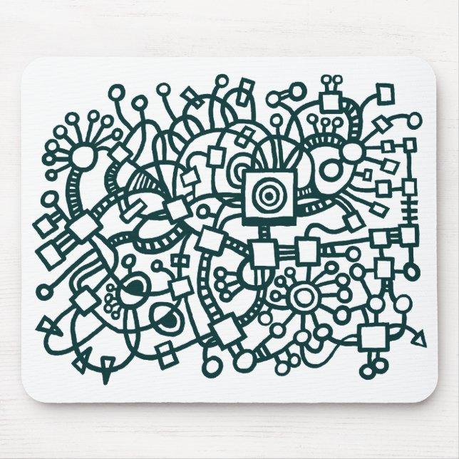 Abstract Structure - Dark Green on White Mouse Pad (Front)
