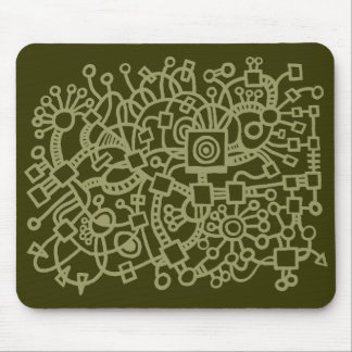 Abstract Structure - Khaki on Murky Green Mouse Pad