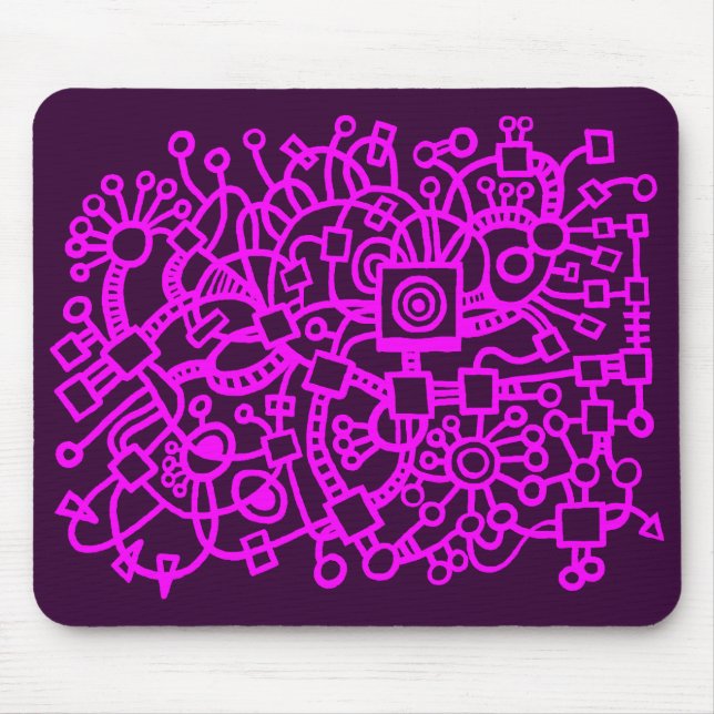 Abstract Structure - Magenta on Dark Purple Mouse Pad (Front)