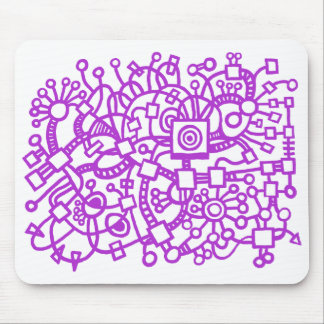 Abstract Structure - Majestic Purple on White Mouse Pad