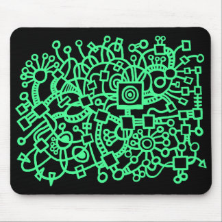 Abstract Structure - Mint Green on Black Mouse Pad