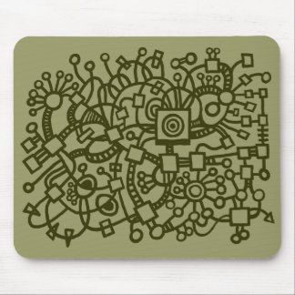 Abstract Structure - Murky Green on Khaki Mouse Pad