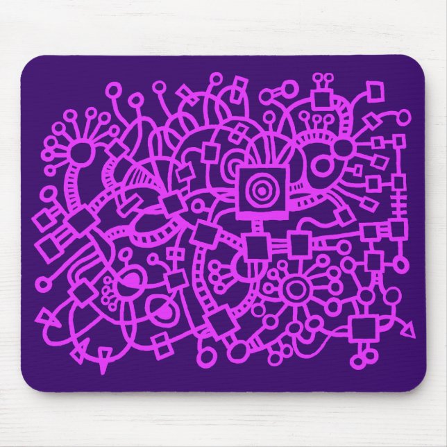 Abstract Structure - Neon Purple on Dk Purple Mouse Pad (Front)
