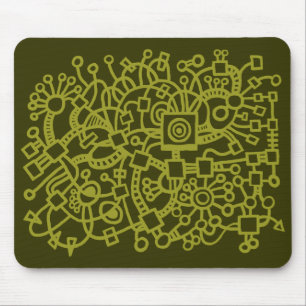 Abstract Structure - Olive on Murky Green Mouse Pad