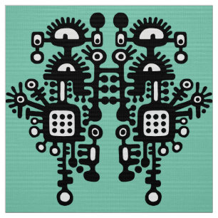 Abstract Structure Pattern - B&W With Light Green Fabric