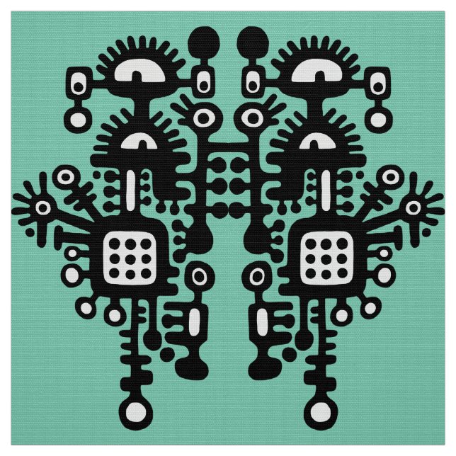 Abstract Structure Pattern - B&W With Light Green Fabric (Swatch)
