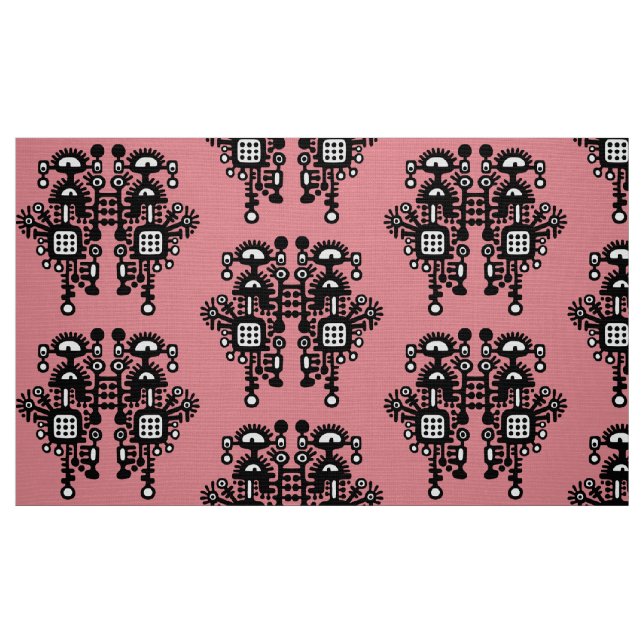 Abstract Structure Pattern - B&W With Pink Fabric (Fat Quarter)
