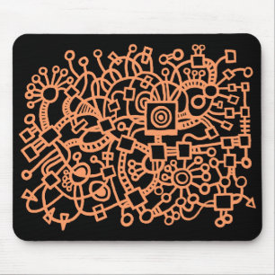 Abstract Structure - Peach on Black Mouse Pad