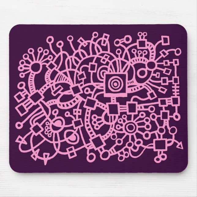 Abstract Structure - Pink on Dark Purple Mouse Pad (Front)