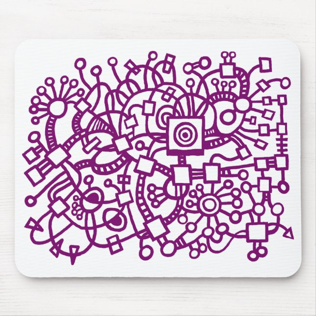 Abstract Structure - Plum on White Mouse Pad (Front)