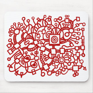 Abstract Structure - Ruby Red on White Mouse Pad