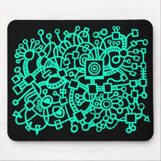 Abstract Structure - Turquoise on Black Mouse Pad