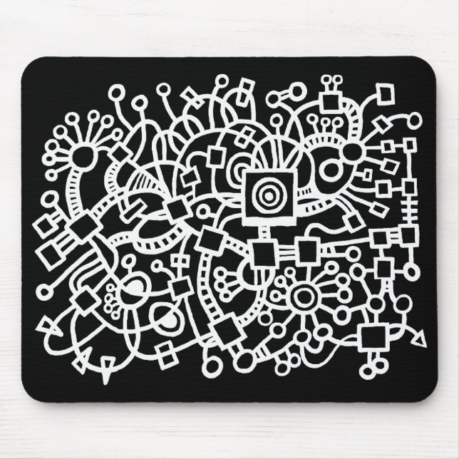 Abstract Structure - White on Black Mouse Pad (Front)