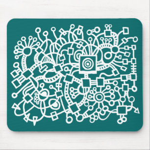 Abstract Structure - White on Moss Green Mouse Pad